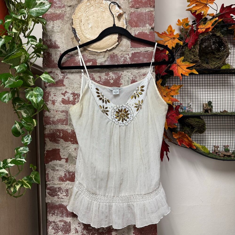 Vintage Y2K Bebe Silk Beaded Cami Size Large
